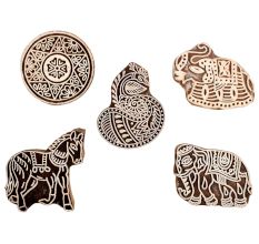 Set of 5 Piece New Mix Wooden Printing Block