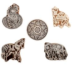 Set of 5 Piece New Mix Wooden Printing Block