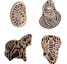 Set of 4 Piece New Mix Wooden Printing Block