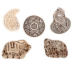 Set of 5 Piece New Mix Wooden Printing Block