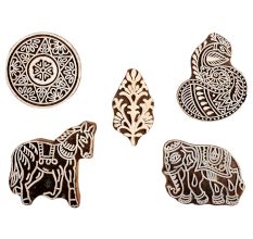Set of 5 Piece New Mix Wooden Printing Block
