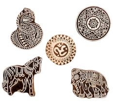 Set of 5 Piece New Mix Wooden Printing Block