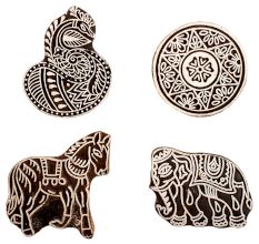 Set of 4 Piece New Mix Wooden Printing Block