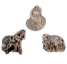 Set of 3 Piece New Mix Wooden Printing Block