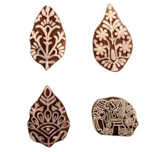 Set of 4 Piece New Mix Wooden Printing Block