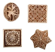 Set of 4 Piece New Mix Wooden Printing Block