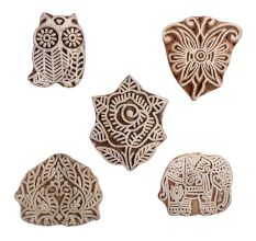 Set of 5 Piece New Mix Wooden Printing Block
