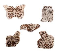 Set of 5 Piece New Mix Wooden Printing Block