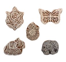 Set of 5 Piece New Mix Wooden Printing Block