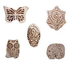 Set of 5 Piece New Mix Wooden Printing Block
