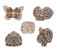 Set of 5 Piece New Mix Wooden Printing Block