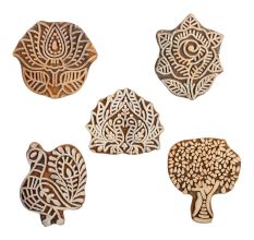 Set of 5 Piece New Mix Wooden Printing Block