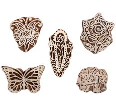 Set of 5 Piece New Mix Wooden Printing Block