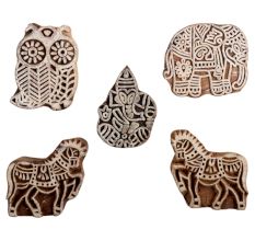 Set of 5 Piece New Mix Wooden Printing Block