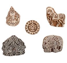 Set of 5 Piece New Mix Wooden Printing Block