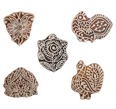 Set of 5 Piece New Mix Wooden Printing Block