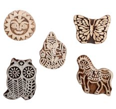 Set of 5 Piece New Mix Wooden Printing Block