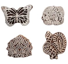 Set of 4 Piece New Mix Wooden Printing Block