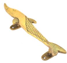 Brass Fish Door Handle With Beautifully Engraved Scales