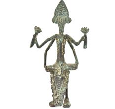 Bronze Tribal Ganesha Playing Dholak Figurine