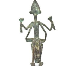 Bronze Tribal Ganesha Playing Dholak Figurine