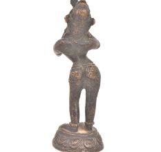 Bronze Tribal Lady Playing Tribal Trumpet