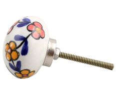 Mustard And Red Tiny Flower Ceramic Drawer Knob Online