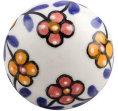 Mustard And Red Tiny Flower Ceramic Drawer Knob Online