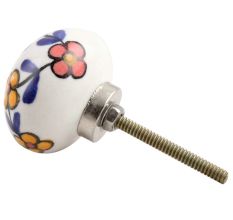 Mustard And Red Tiny Flower Ceramic Drawer Knob Online
