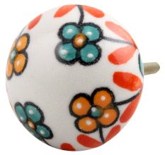 Sea Green And Mustard Tiny Flower Ceramic Cabinet Knob Online