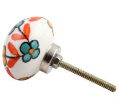 Sea Green And Mustard Tiny Flower Ceramic Cabinet Knob Online
