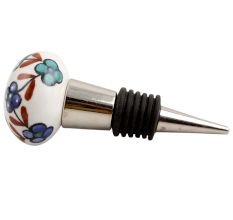 Sea Green Slate Blue Tiny Flower Ceramic Wine Stopper 