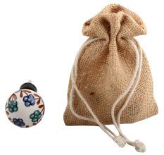 Sea Green Slate Blue Tiny Flower Ceramic Wine Stopper 