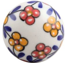 Mustard And Red Tiny Flower Ceramic Wine Stopper