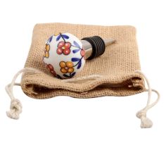 Mustard And Red Tiny Flower Ceramic Wine Stopper