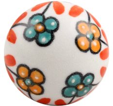 Sea Green And Mustard Tiny Flower Ceramic Wine Stopper