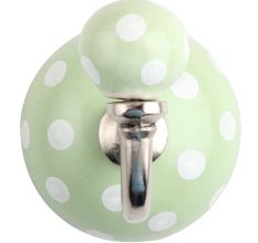 Light Green White Dot Ceramic wall Hook