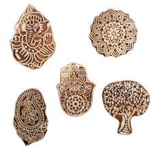 Set of 5 Piece New Mix Wooden Printing Block