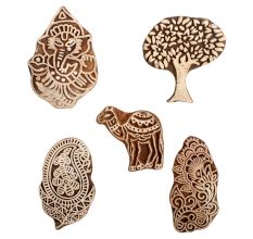 Set of 5 Piece New Mix Wooden Printing Block