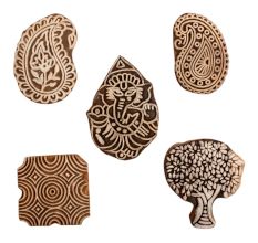 Set of 5 Piece New Mix Wooden Printing Block