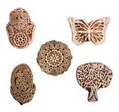 Set of 5 Piece New Mix Wooden Printing Block