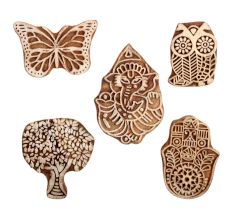 Set of 5 Piece New Mix Wooden Printing Block