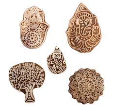 Set of 5 Piece New Mix Wooden Printing Block