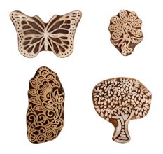 Set of 4 Piece New Mix Wooden Printing Block