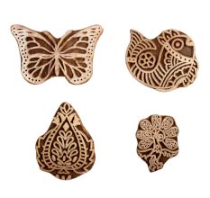 Set of 4 Piece New Mix Wooden Printing Block