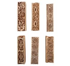 Set of 6 Piece New Mix Wooden Printing Block