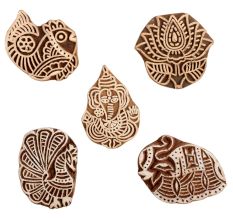 Set of 5 Piece New Mix Wooden Printing Block