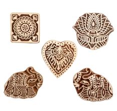 Set of 5 Piece New Mix Wooden Printing Block