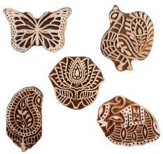 Set of 5 Piece New Mix Wooden Printing Block