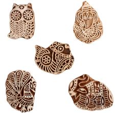 Set of 5 Piece New Mix Wooden Printing Block